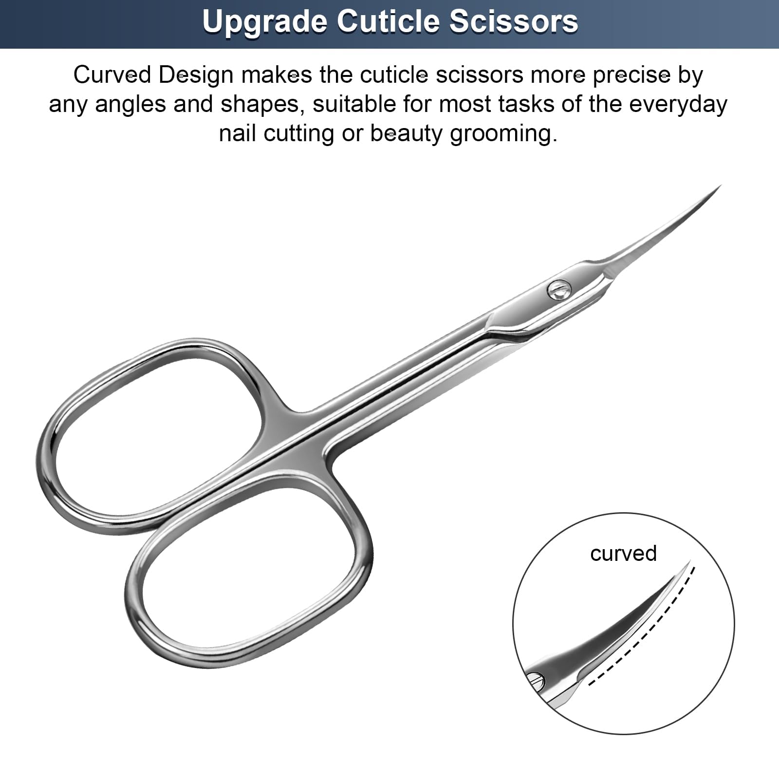 CGBE professional manicure scissors highlighting the super slim profile and sharp pointed tips.