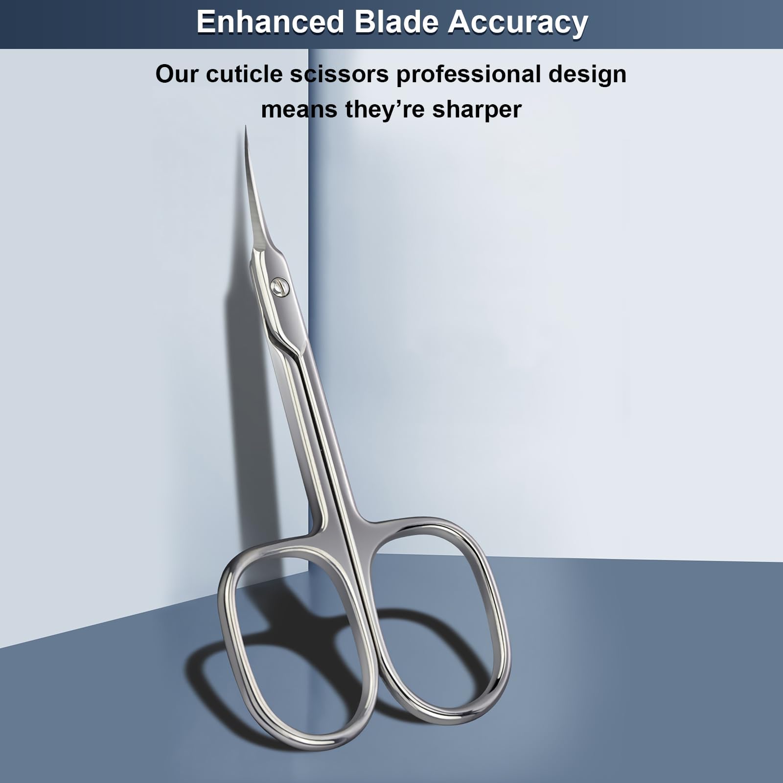 CGBE ambidextrous cuticle trimmer showing ergonomic finger grips for comfortable hand control.