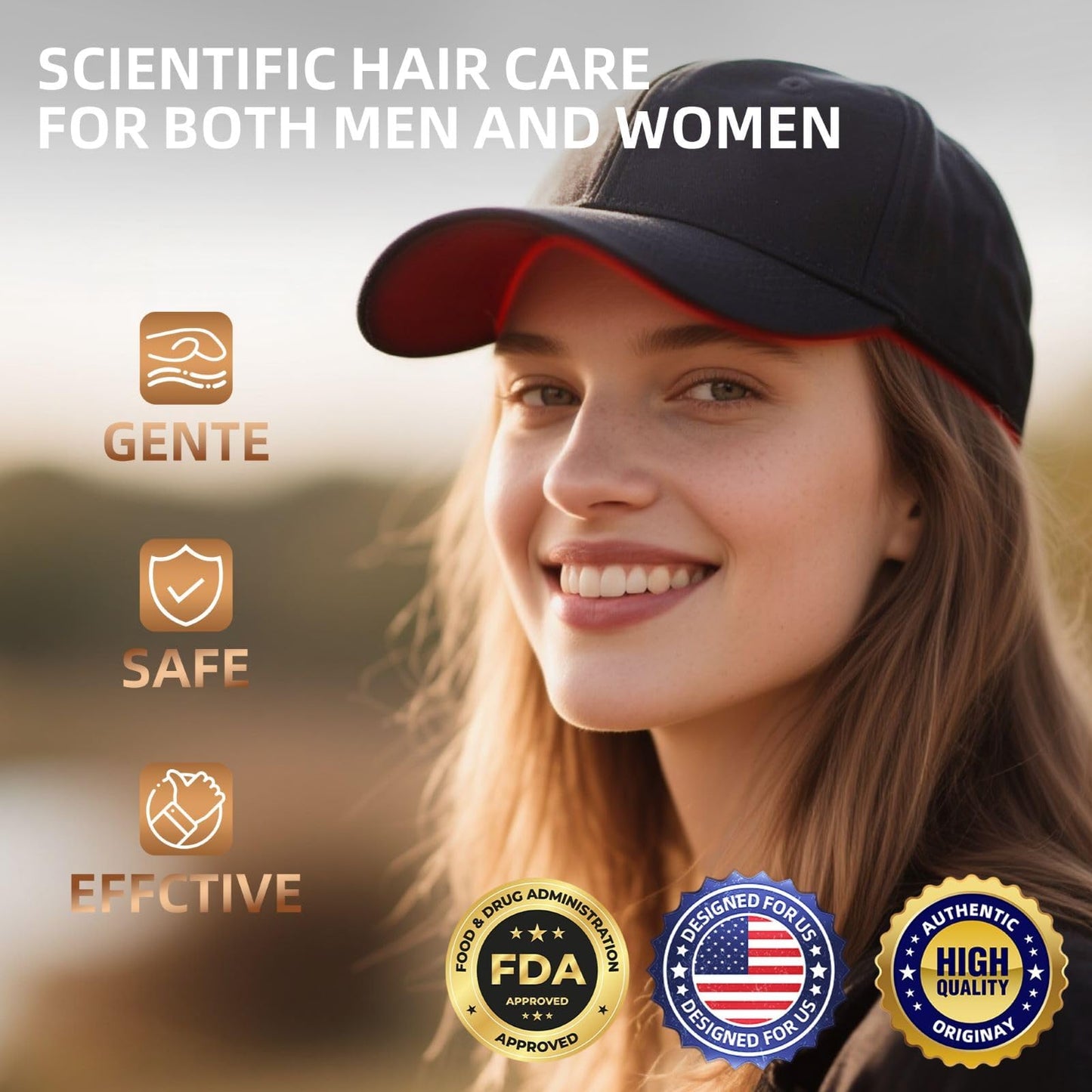 Side profile of Carviki hair growth cap showing design