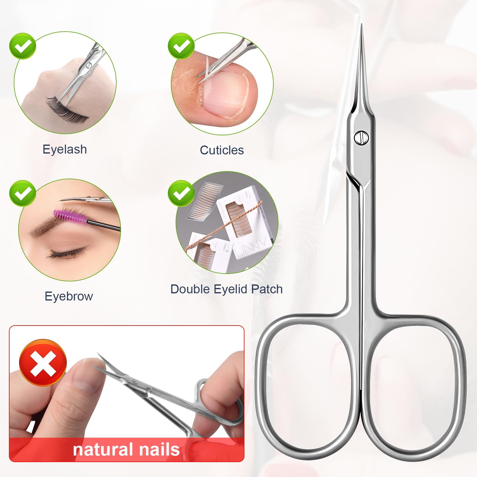 Polished mirror finish CGBE beauty scissors designed for removing dead skin and hangnails.