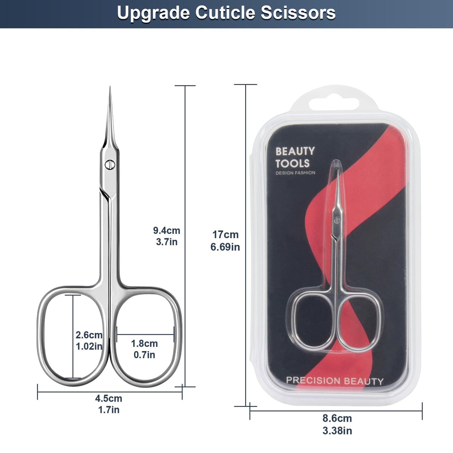 CGBE multi purpose small scissors being used for eyebrow and eyelash grooming.