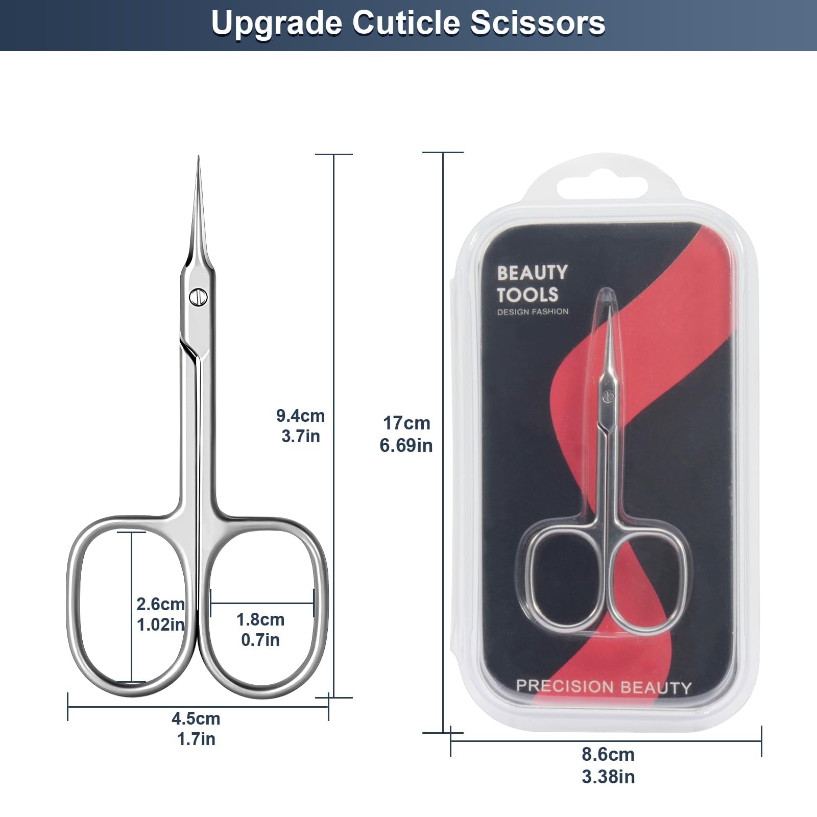 CGBE multi purpose small scissors being used for eyebrow and eyelash grooming.