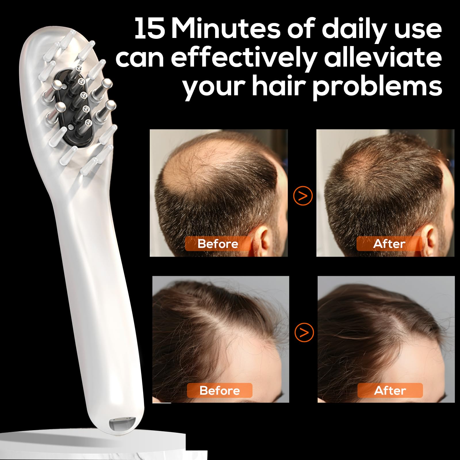 Handheld Vavis scalp massager comb with LED light therapy features