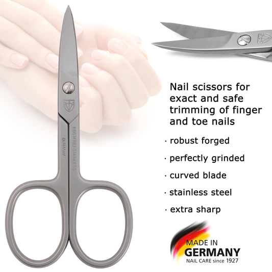 Close up view of the premium German Inox curved blades for precise manicure grooming