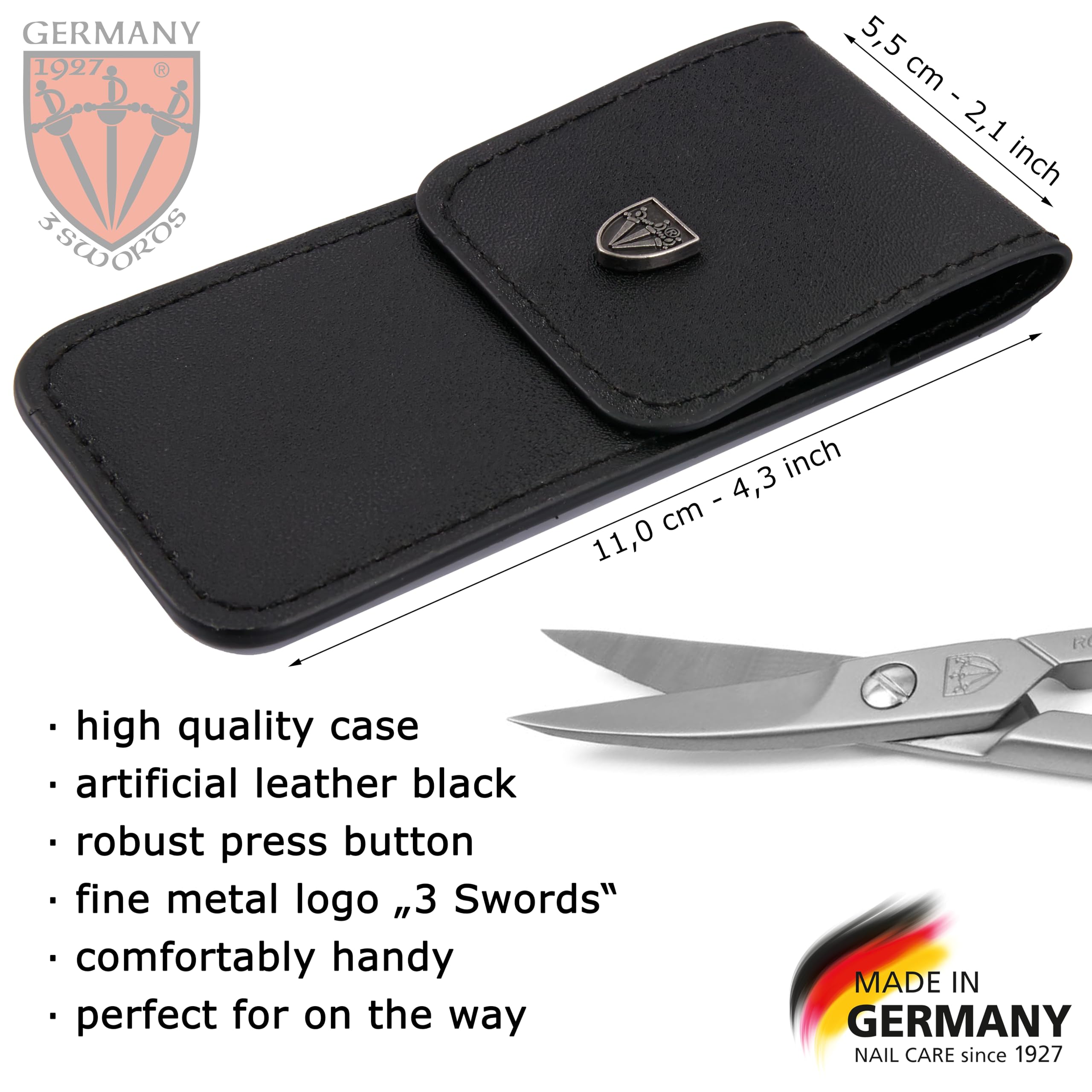 3 Swords Germany matte finish nail care scissors showcasing the ergonomic finger loops