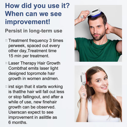 Handheld red light therapy comb for hair regrowth