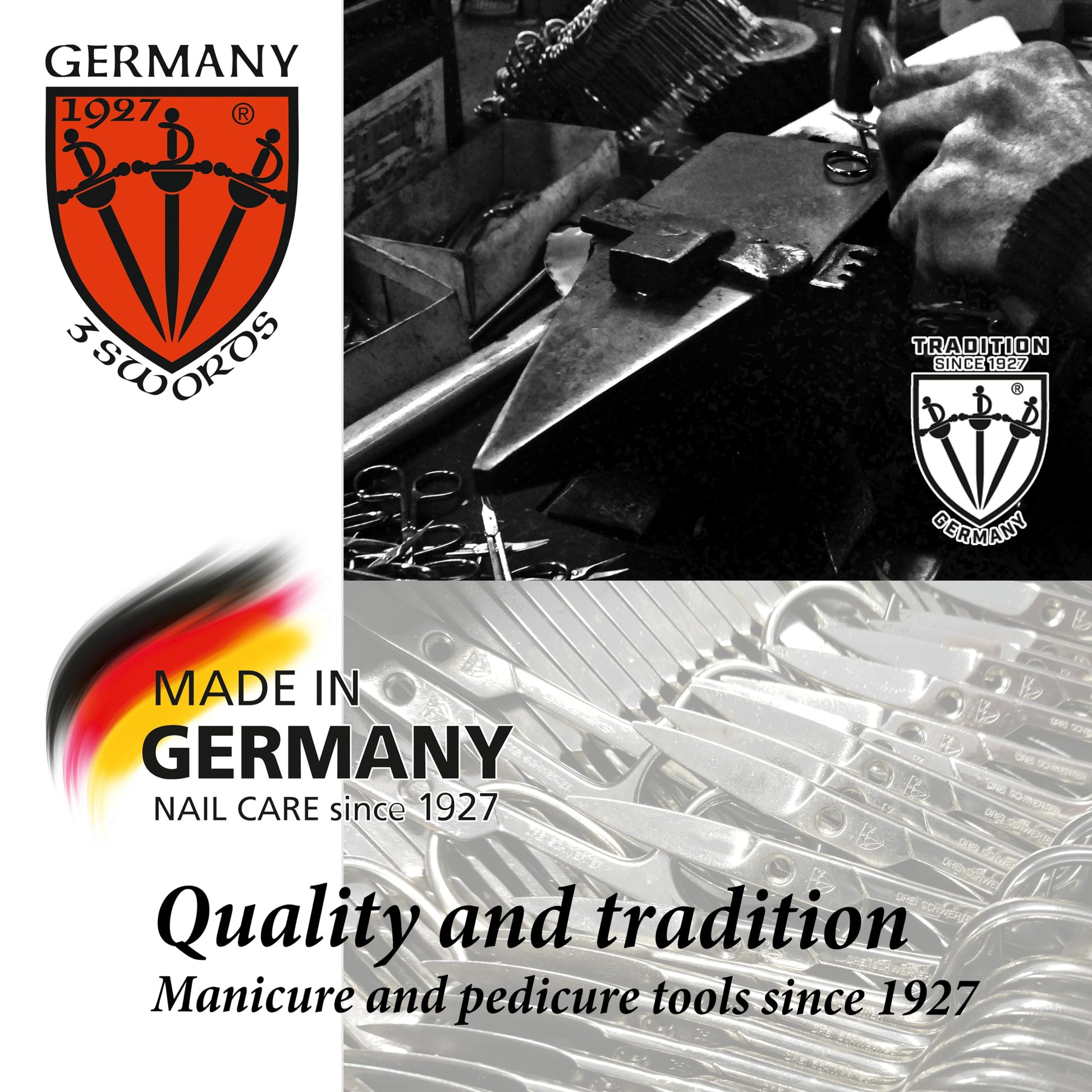 Side profile of the polished stainless steel nail scissor showing the blade curvature