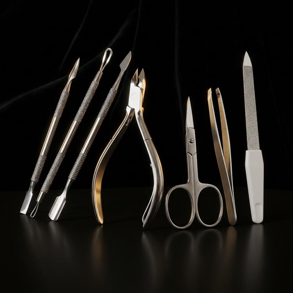 Qexle stainless steel nail tools in leather case