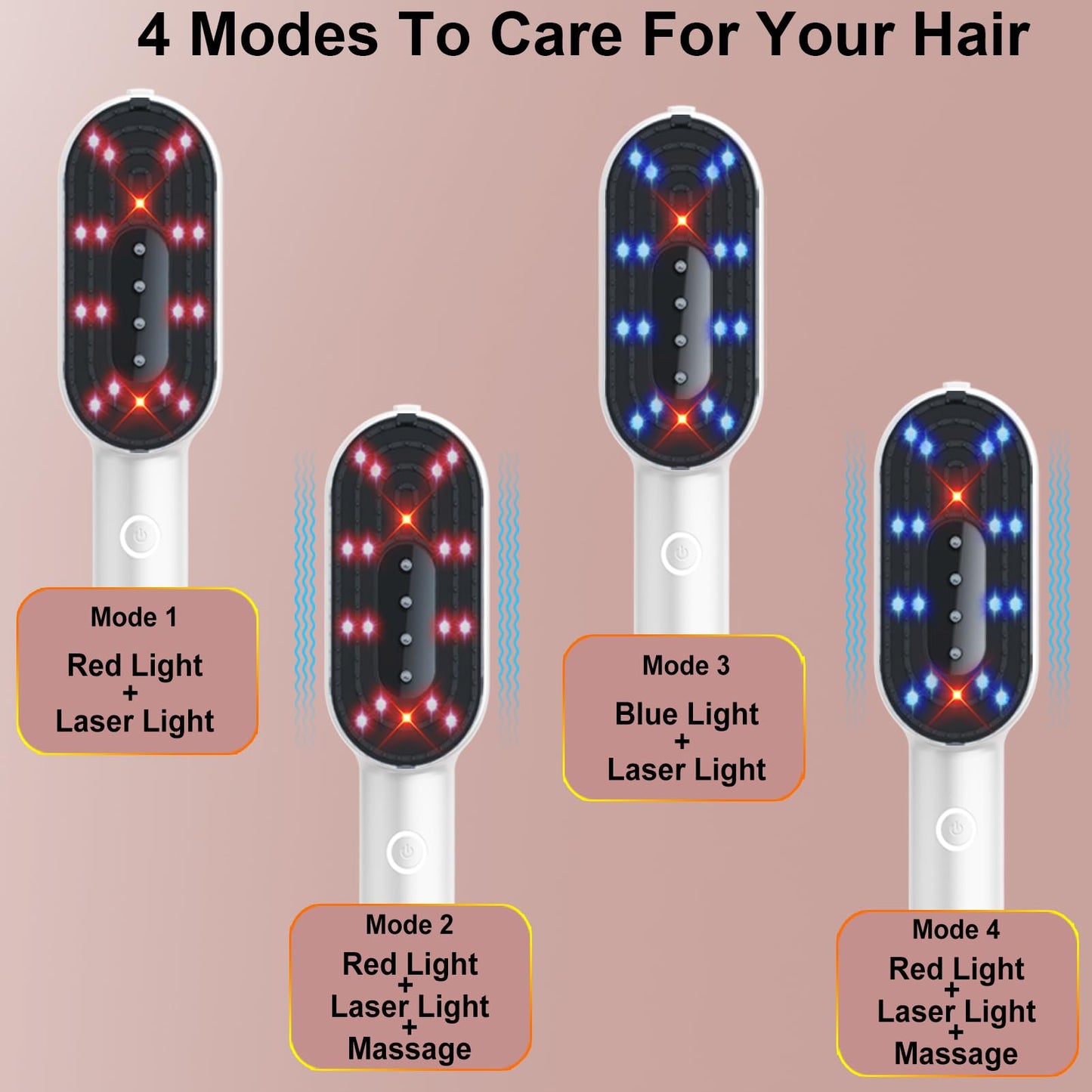Handheld red light therapy comb for hair growth