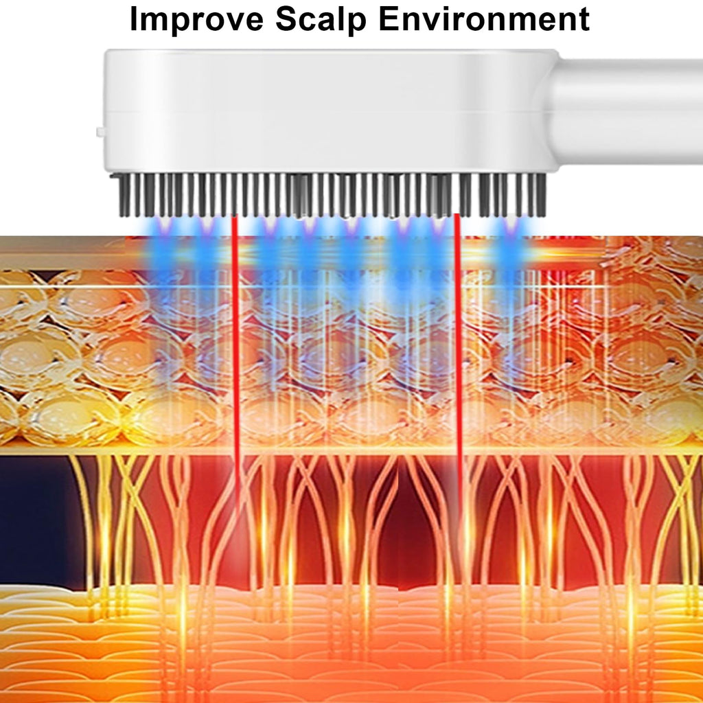 CWTUL red light therapy comb operating with LED lights activated in a dark room
