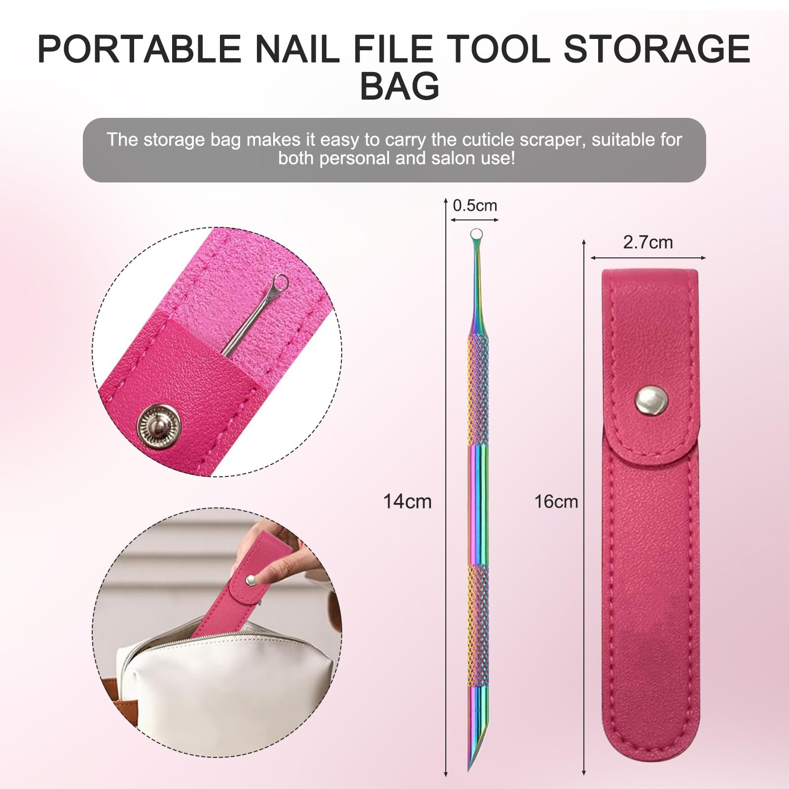 Panthra dual-ended cuticle tool showing loop and beveled ends