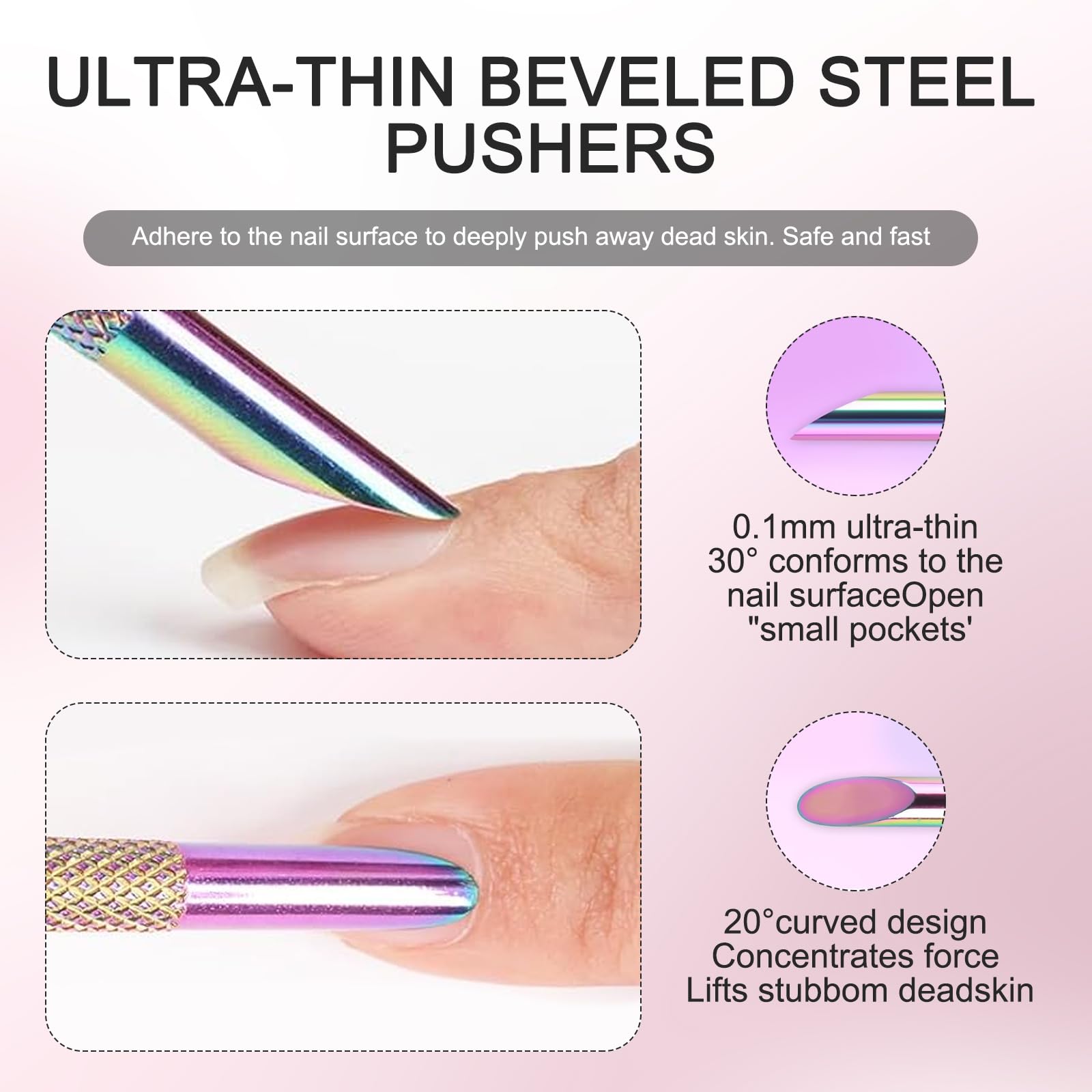 Close up of panthra stainless steel nail care tool head