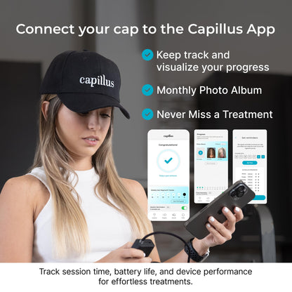 Smartphone app interface for Capillus hair growth tracking