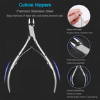 Stainless steel cuticle nippers and pushers set