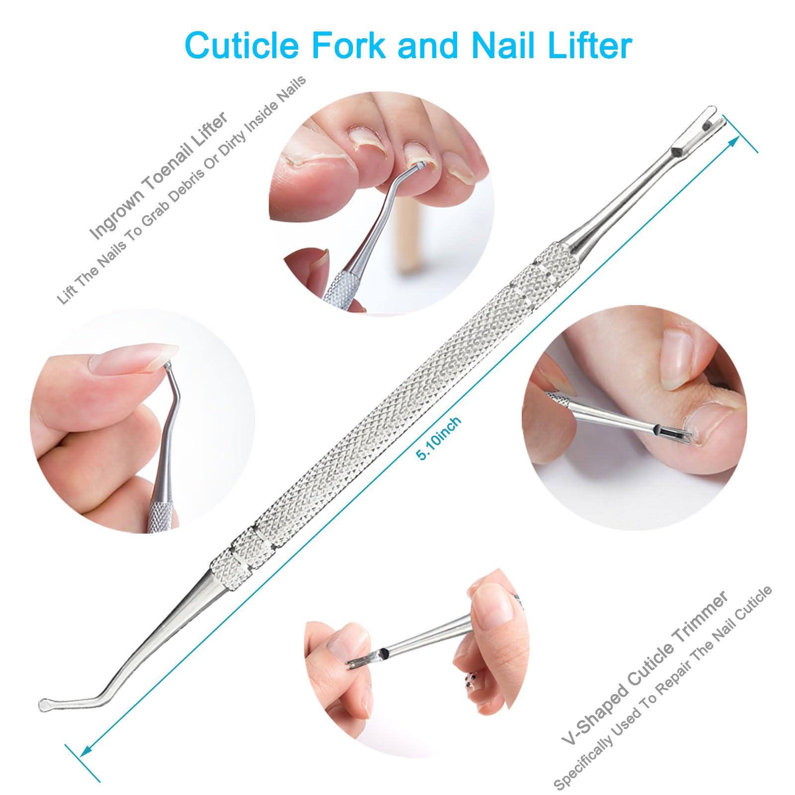 Close up of stainless steel cuticle trimmer tool