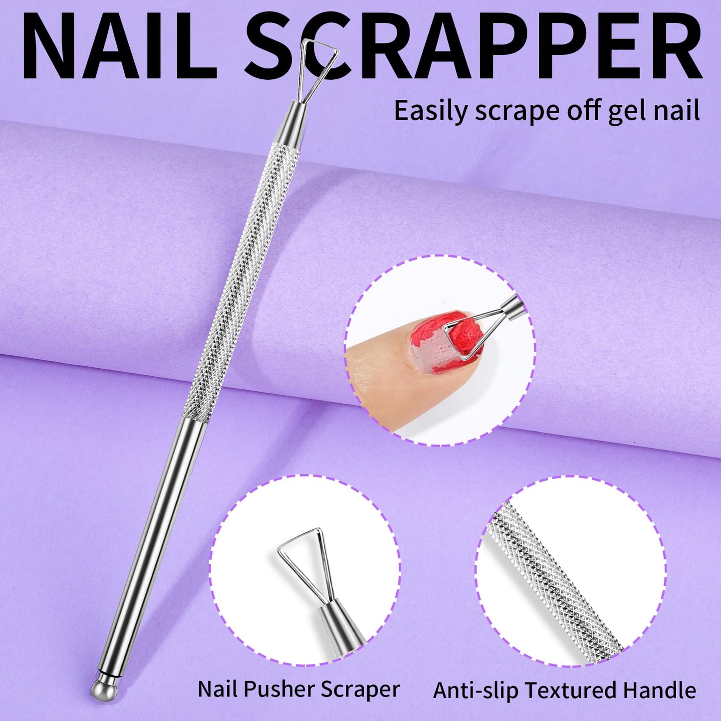 Teenitor cuticle pusher with ergonomic anti-slip handle