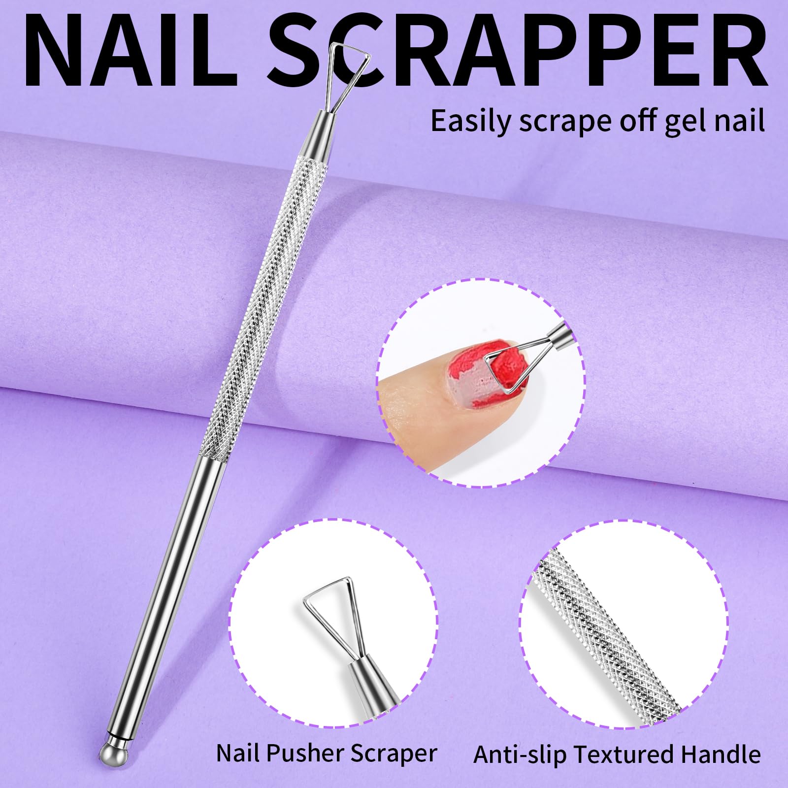 Teenitor cuticle pusher with ergonomic anti-slip handle