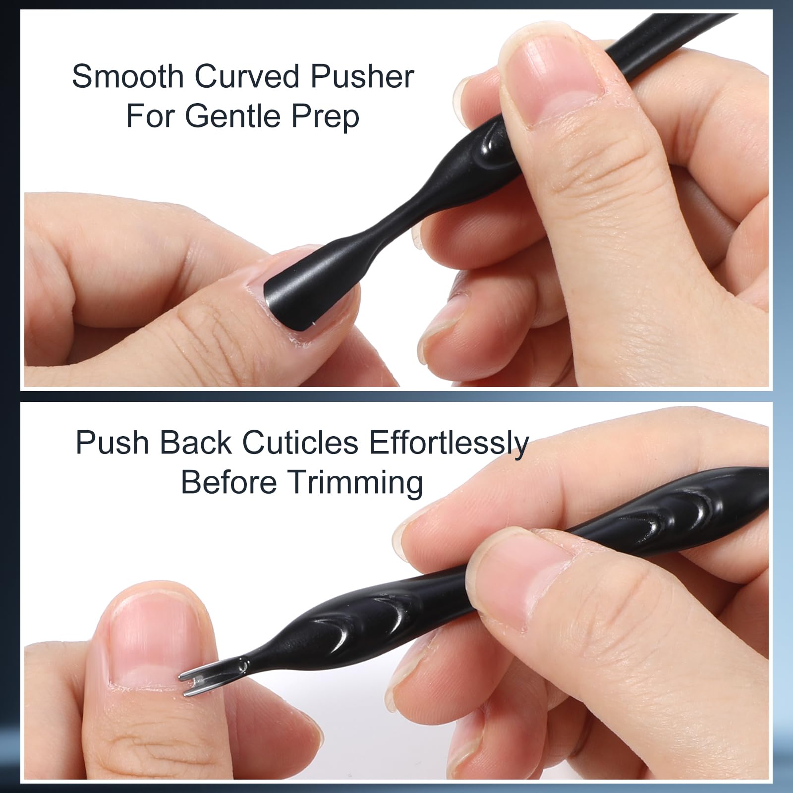 Detailed view of the V-shaped cuticle trimmer fork