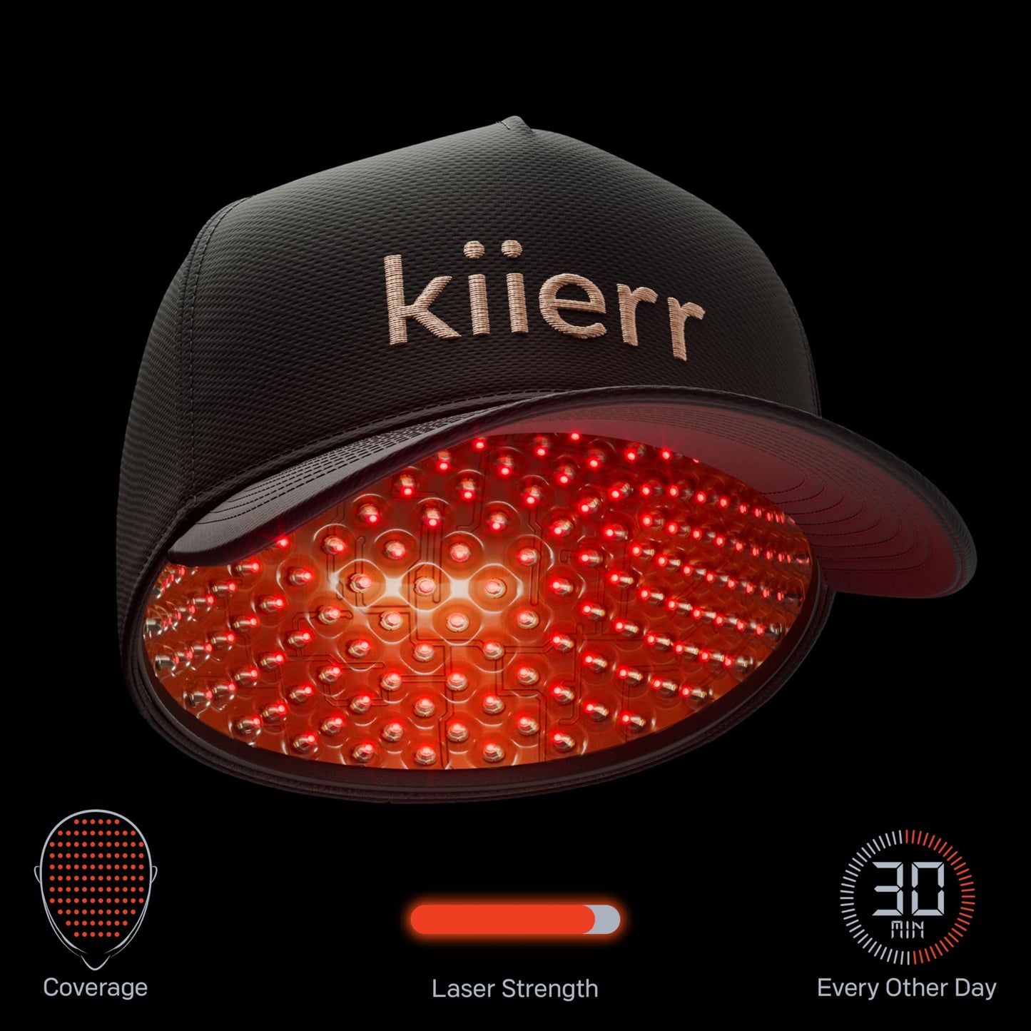 User wearing Kiierr 272 Premier laser cap comfortably