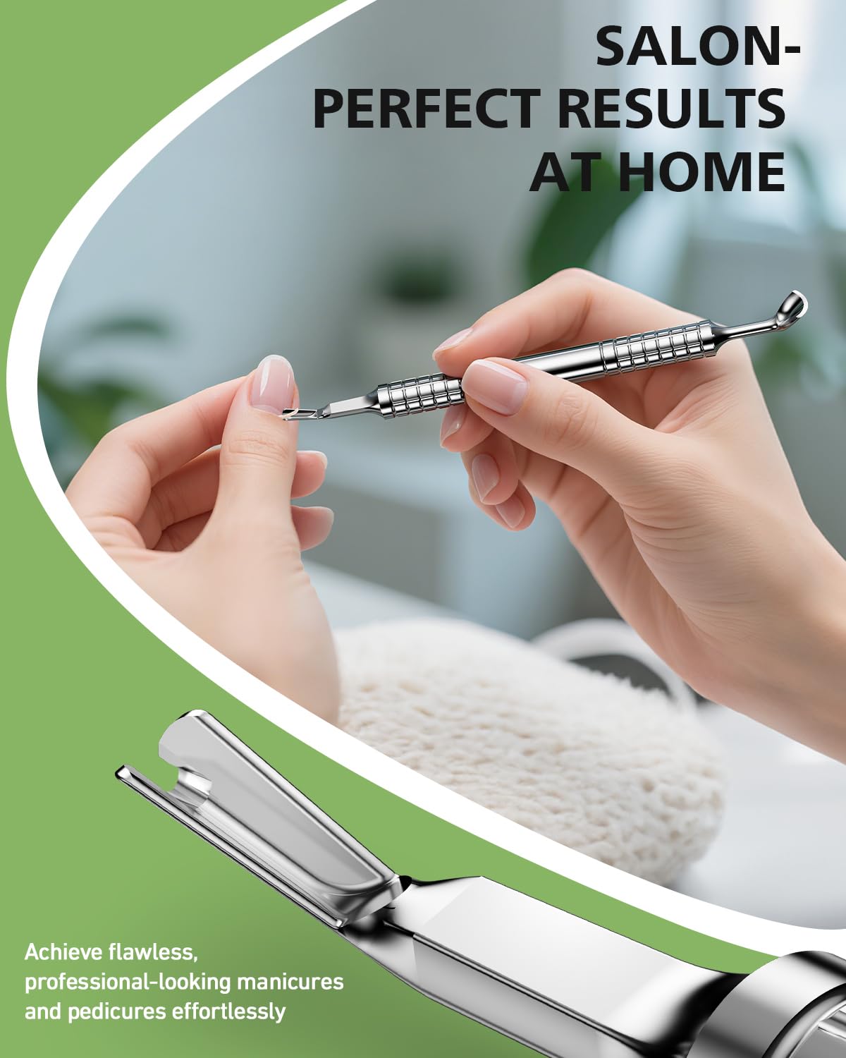 Close up of Fvion 2-in-1 cuticle tool spoon end