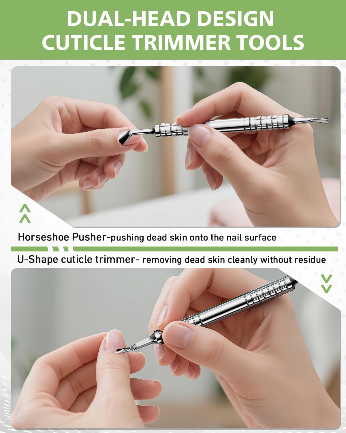 Detailed view of Fvion cuticle trimmer V-blade