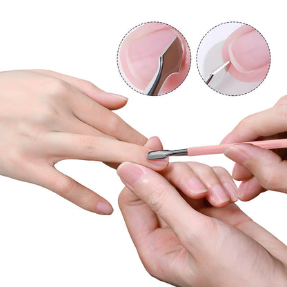 Side profile of Makartt pink cuticle nipper showing blade alignment