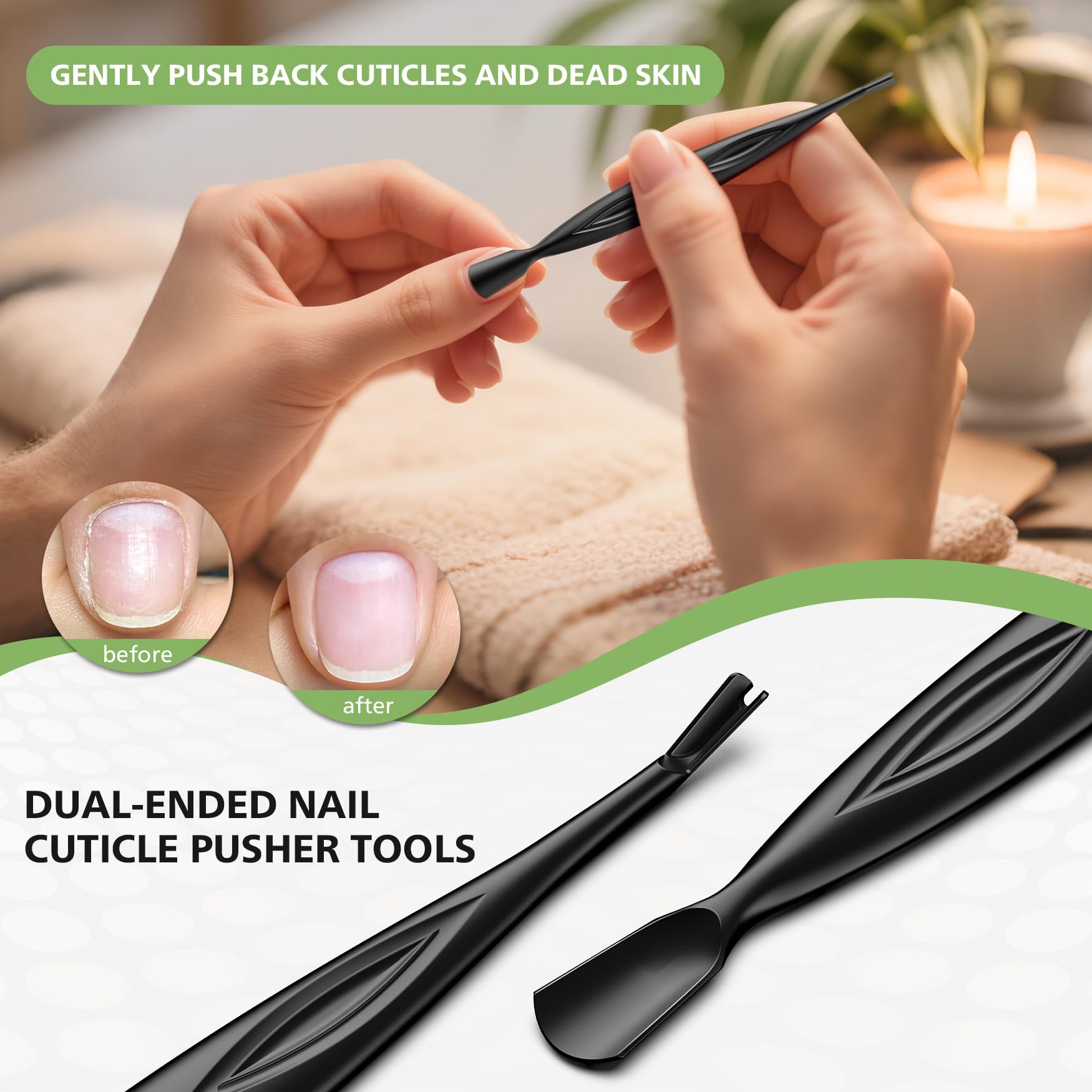 Close up of Baluca cuticle tool V-shaped trimmer end