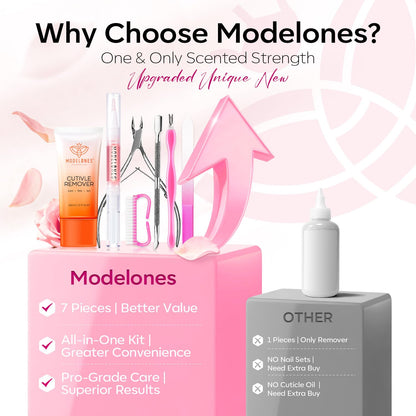 Modelones cuticle care kit components laid out