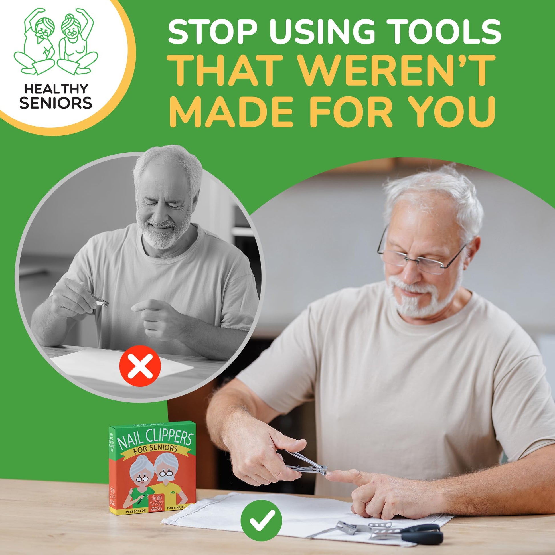 Healthy Seniors professional wide jaw toenail clippers for seniors
