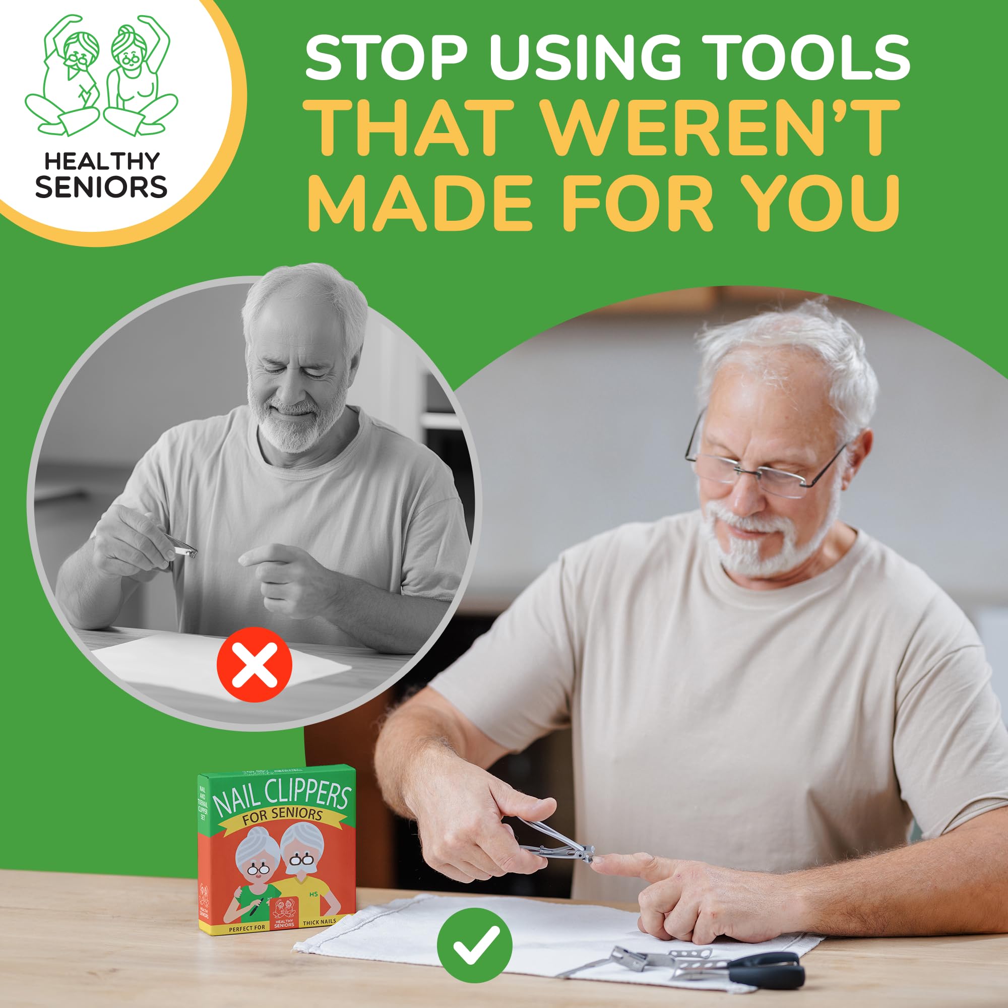 Healthy Seniors professional wide jaw toenail clippers for seniors