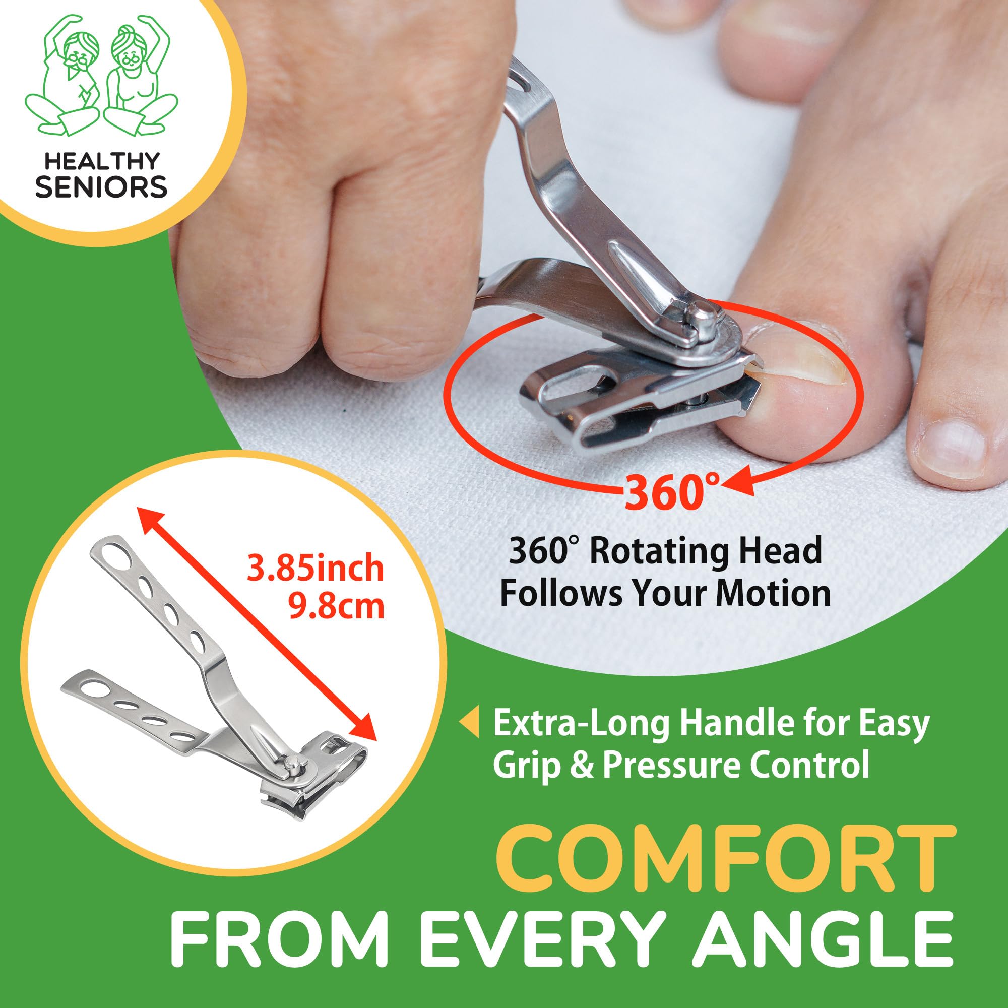 Healthy Seniors 360 degree rotating head nail clipper close up