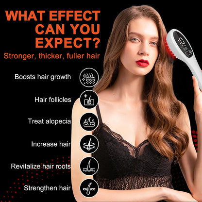 Pupca hair growth comb showing red light therapy LED technology