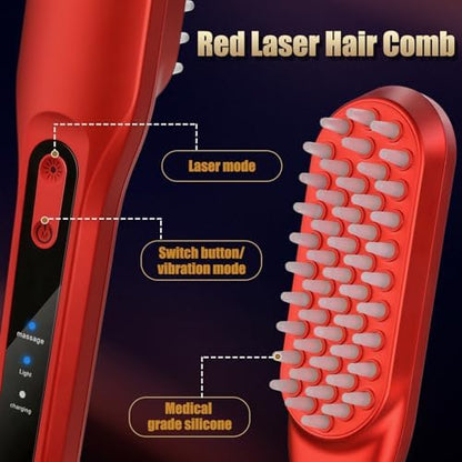Handheld red light therapy scalp massager device