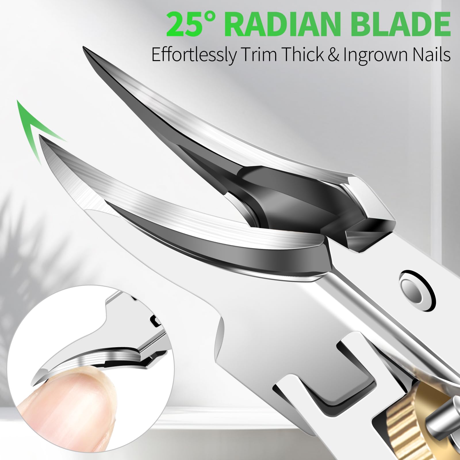 GJNL nail clipper 16mm jaw opening closeup for thick nails