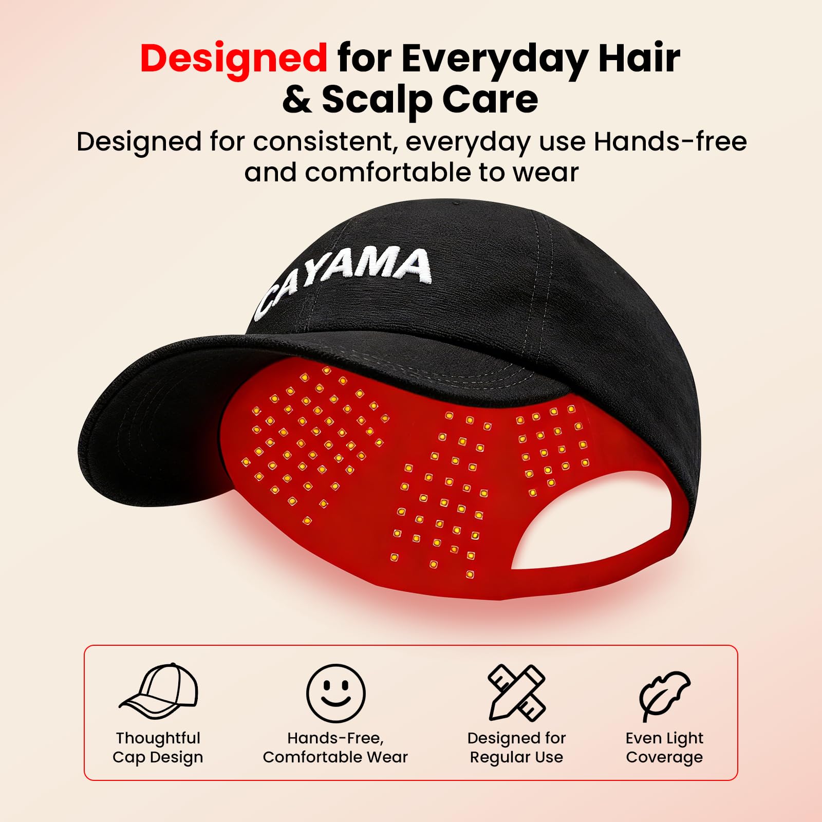 Side profile of Cayama red light therapy cap