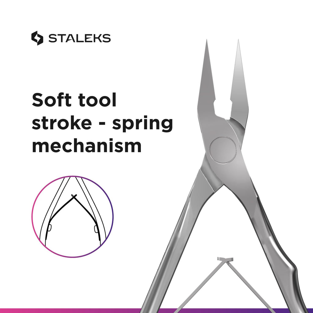 Top view of Staleks Pro Expert 61 stainless steel nippers