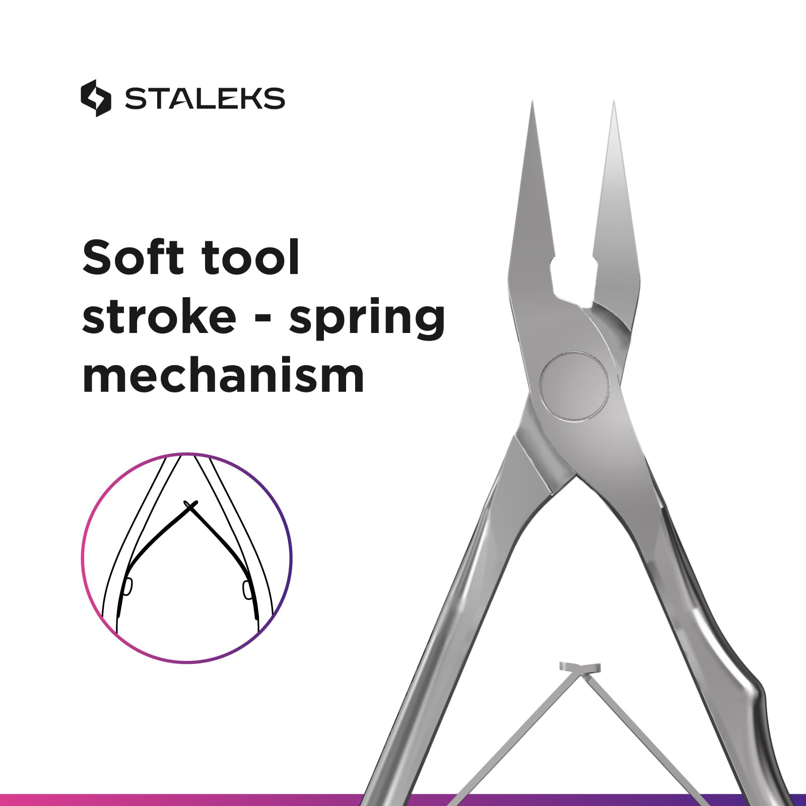 Top view of Staleks Pro Expert 61 stainless steel nippers
