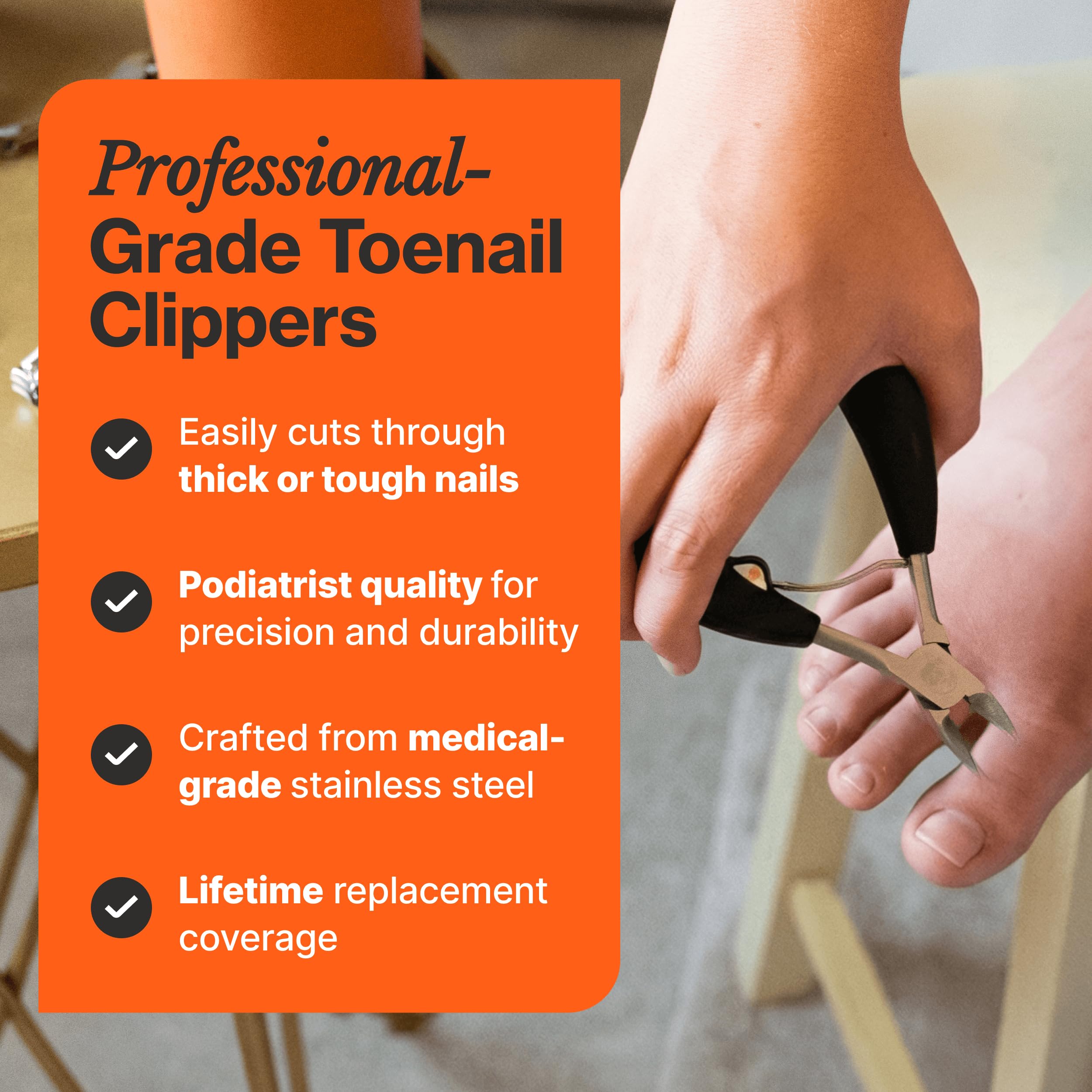 Surgical-grade steel blades of Fox Medical toenail clippers