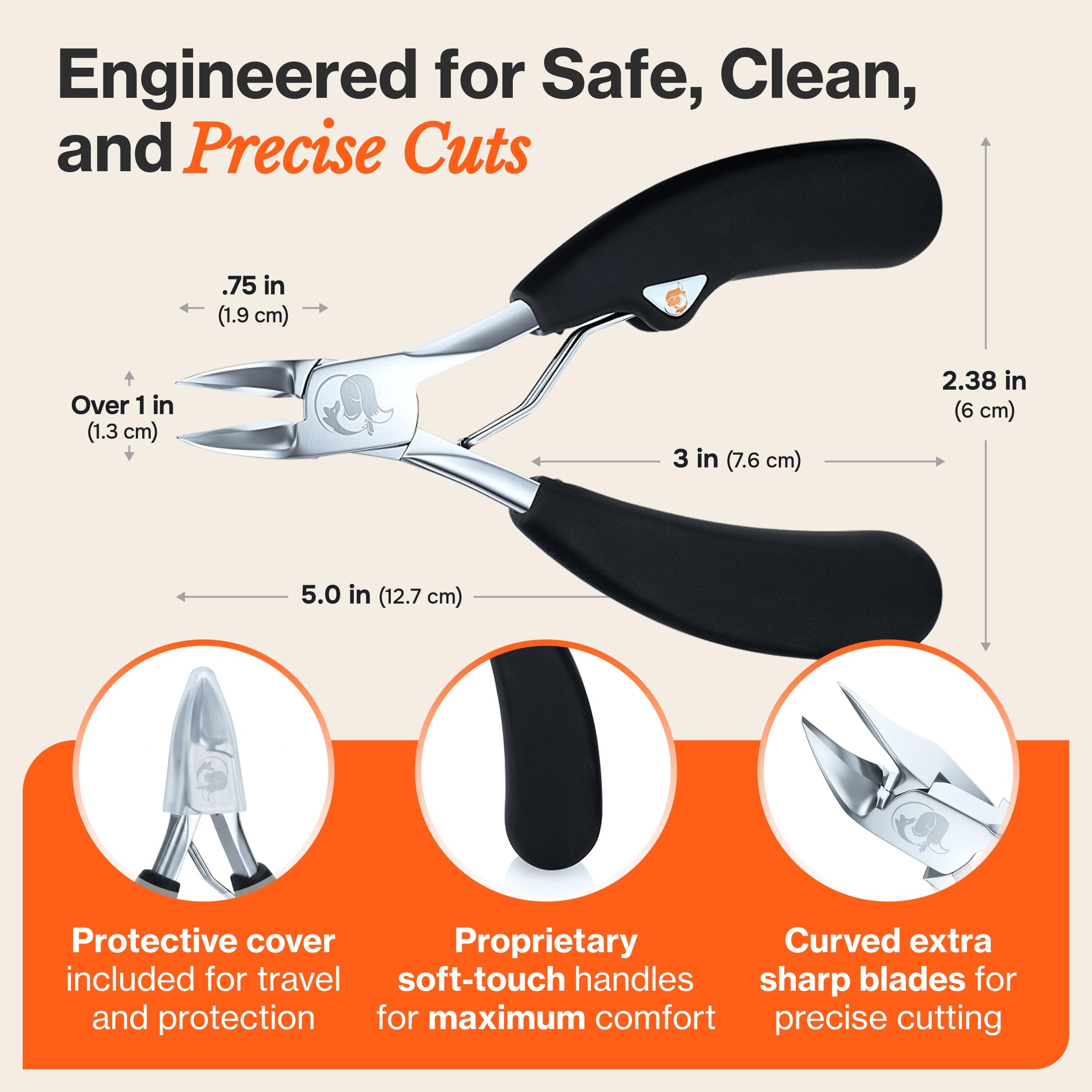 Close up of heavy-duty toenail clipper jaw for ingrown nails