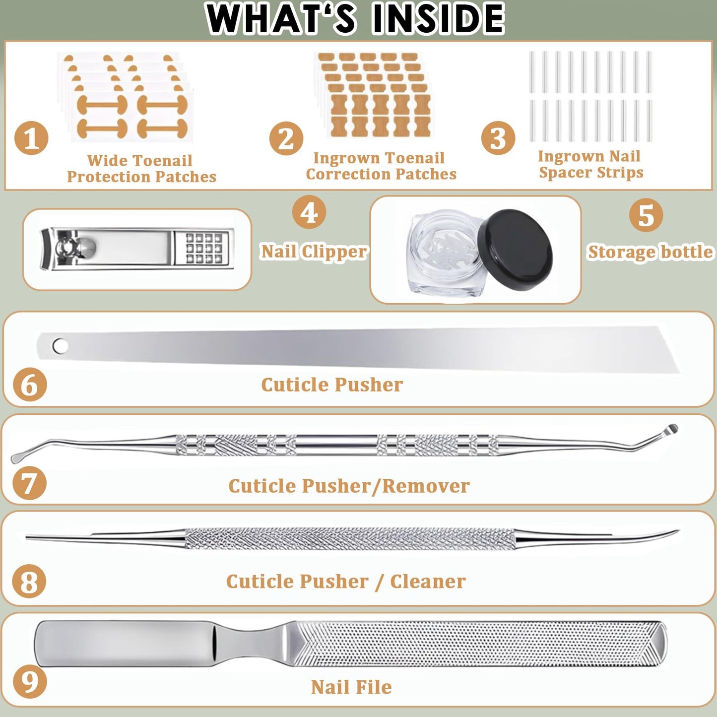Side profile of the professional grade ingrown nail tool set showcasing ergonomic handles.