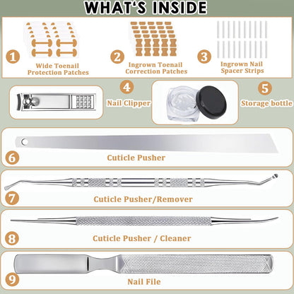 Side profile of the professional grade ingrown nail tool set showcasing ergonomic handles.