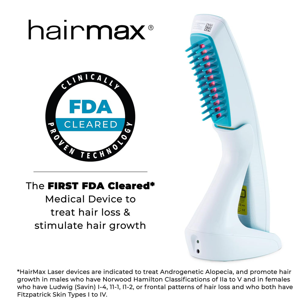 Hairmax Ultima 12 Classic LaserComb with charging cradle stand