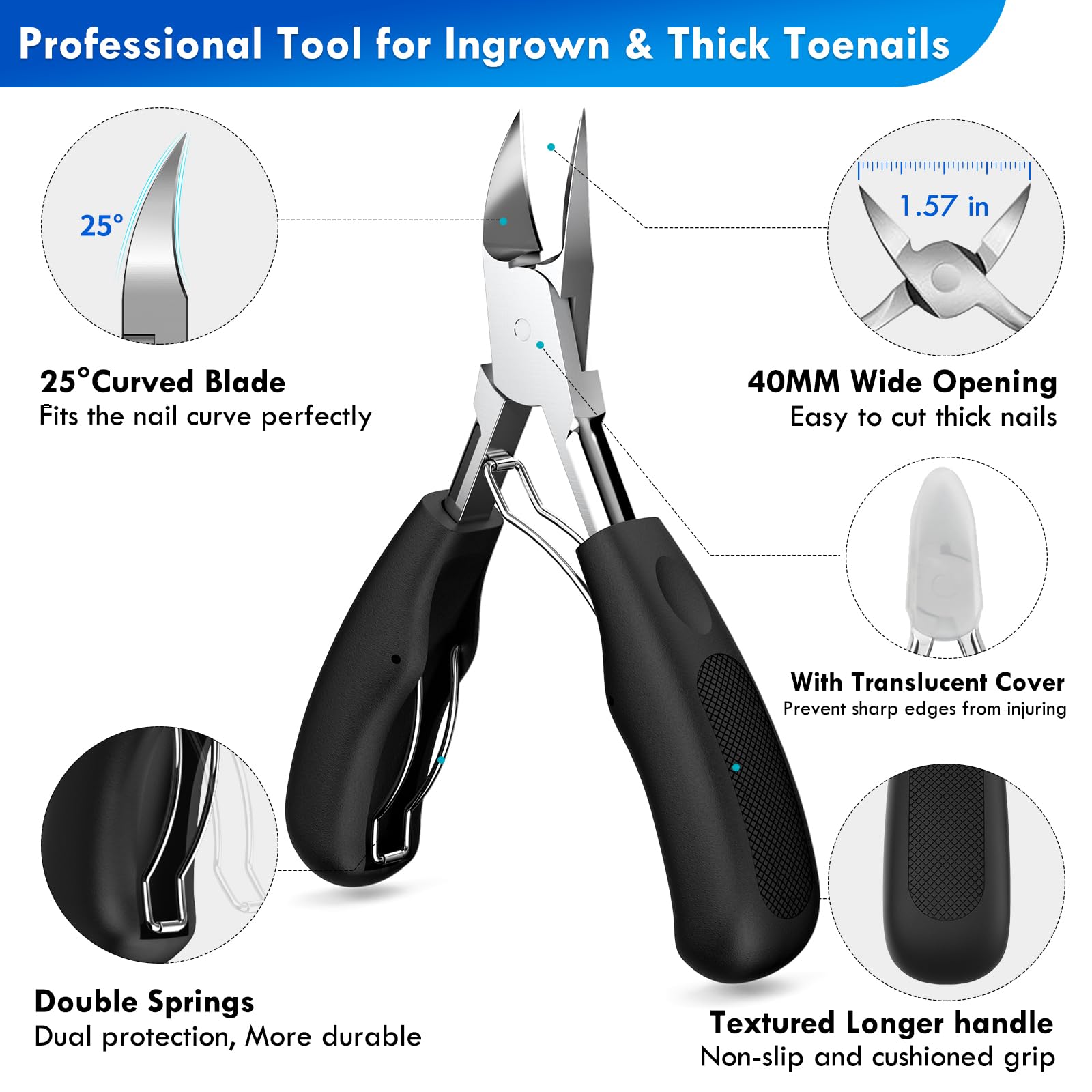 Nadadora heavy duty stainless steel toenail clippers set