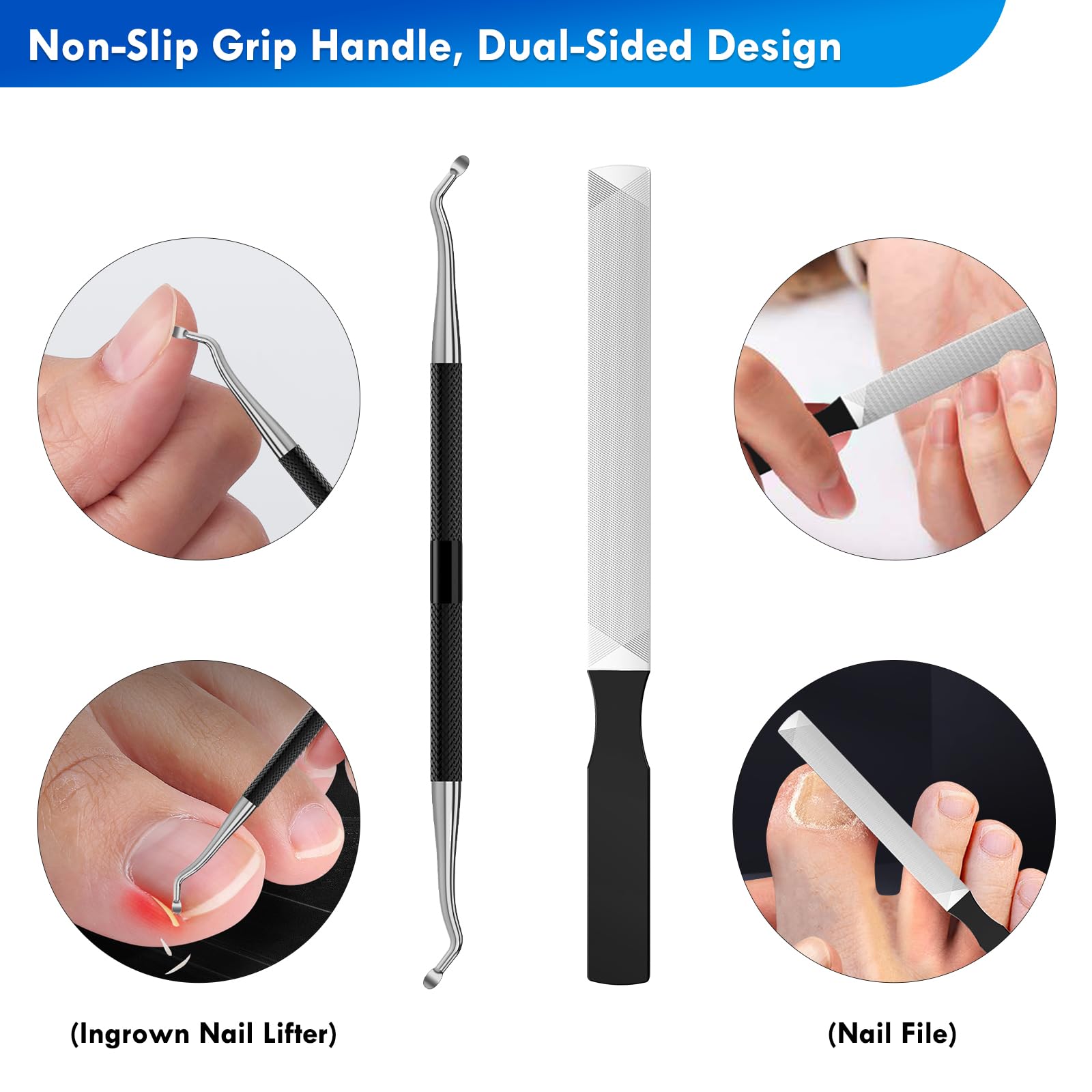 Nadadora nail lifter and nail file pedicure tool set