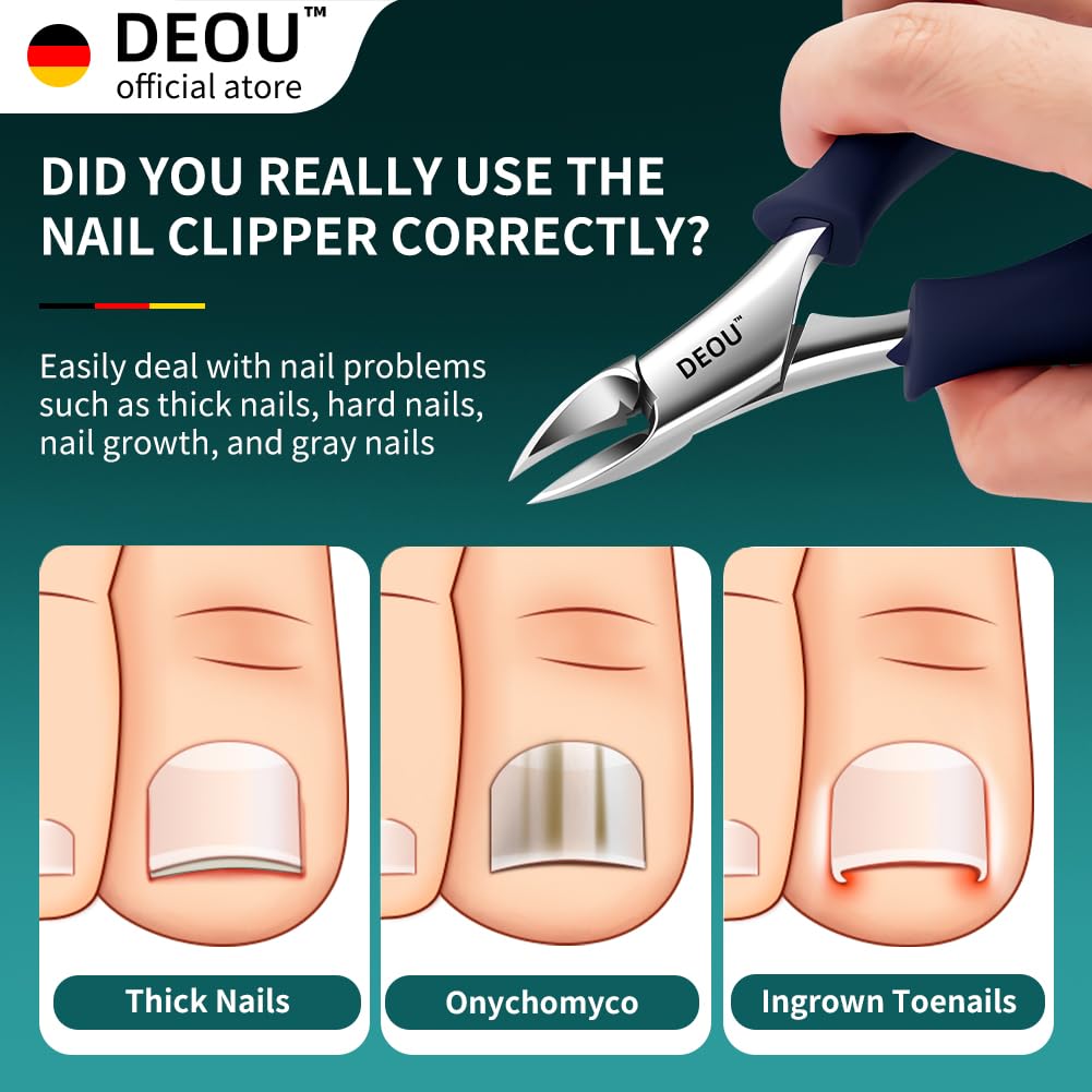 DEOU heavy duty nail clipper 25-degree curved blade detail