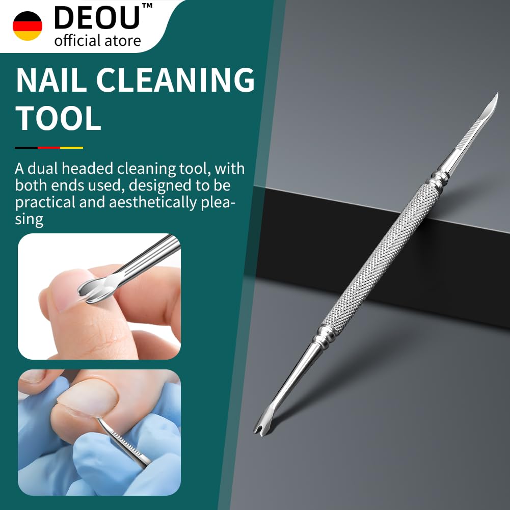 Ergonomic dark blue grip detail on DEOU podiatrist clippers