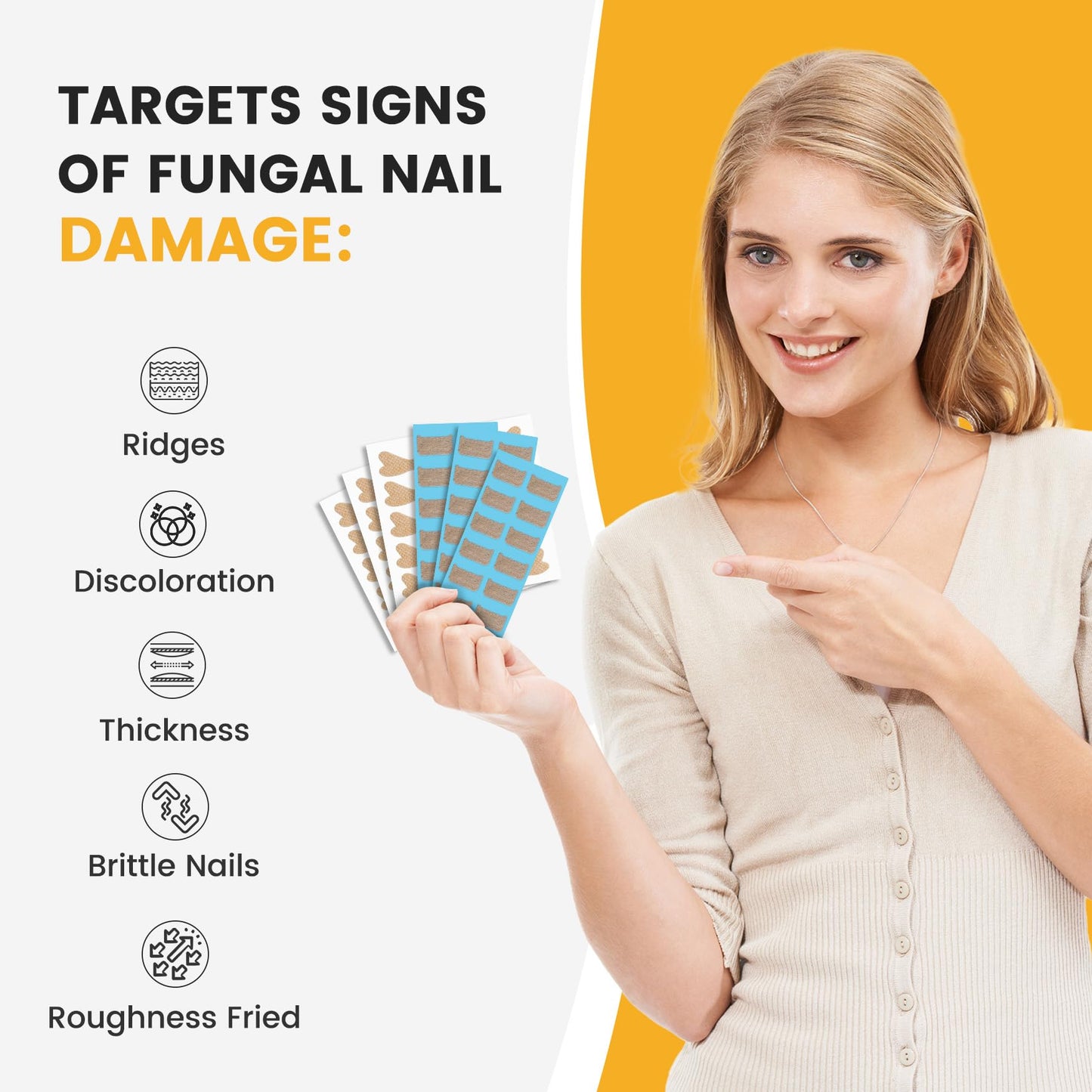 Detailed view of Bezox toenail cushion stickers