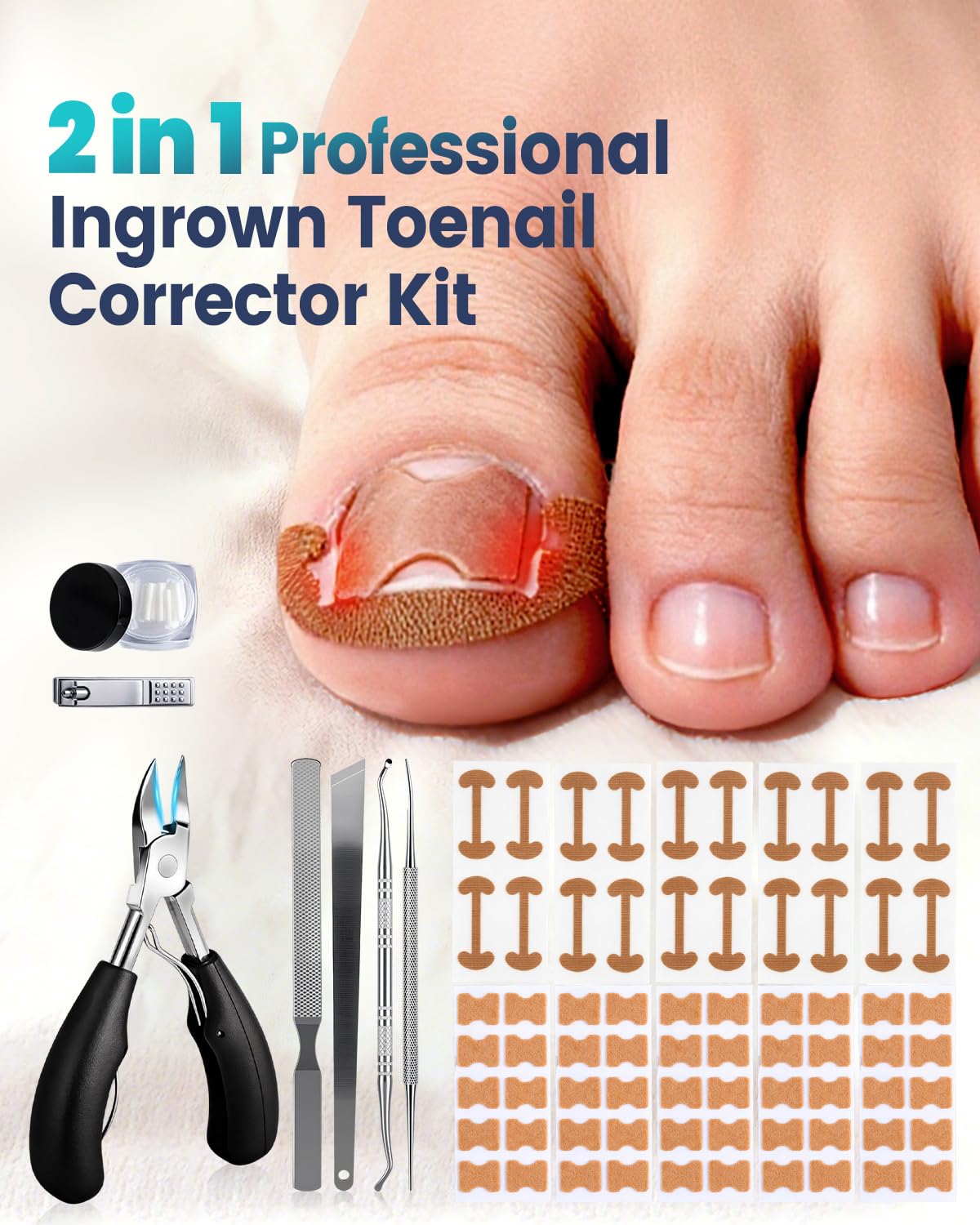 Close up view of the surgical grade stainless steel nail nipper with black ergonomic handles highlighting the sharp curved blade architecture.