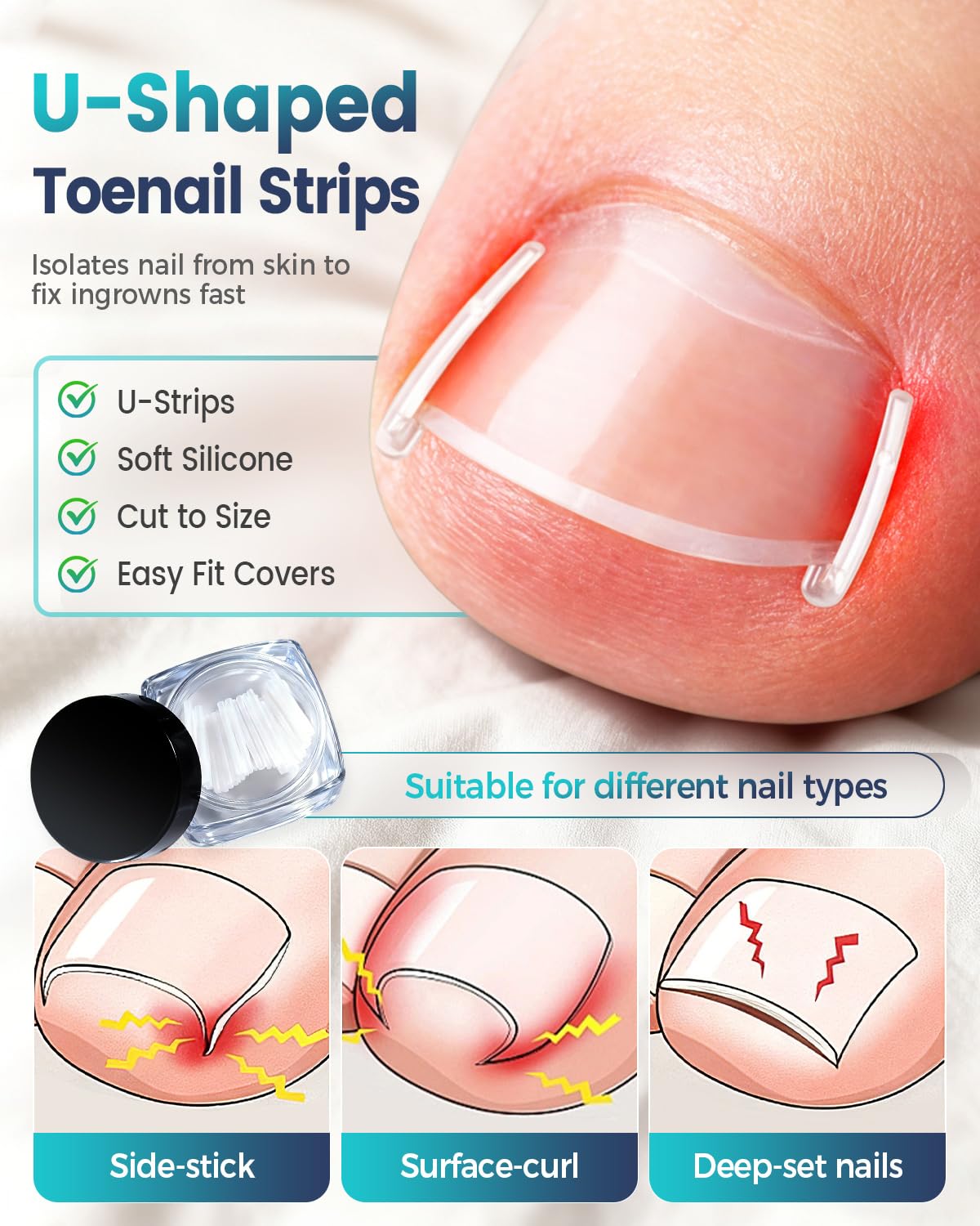 Top down layout of the silver and black premium podiatrist grade home care elements included in the Gleva cosmetics kit.