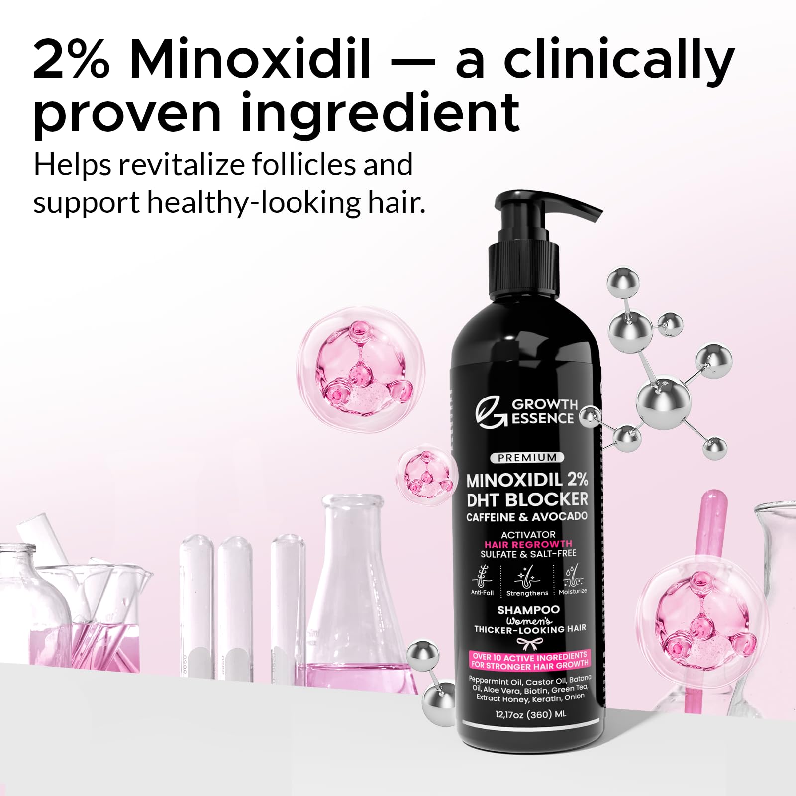 Growth Essence 12.17 fluid ounces Minoxidil shampoo for female hair loss prevention